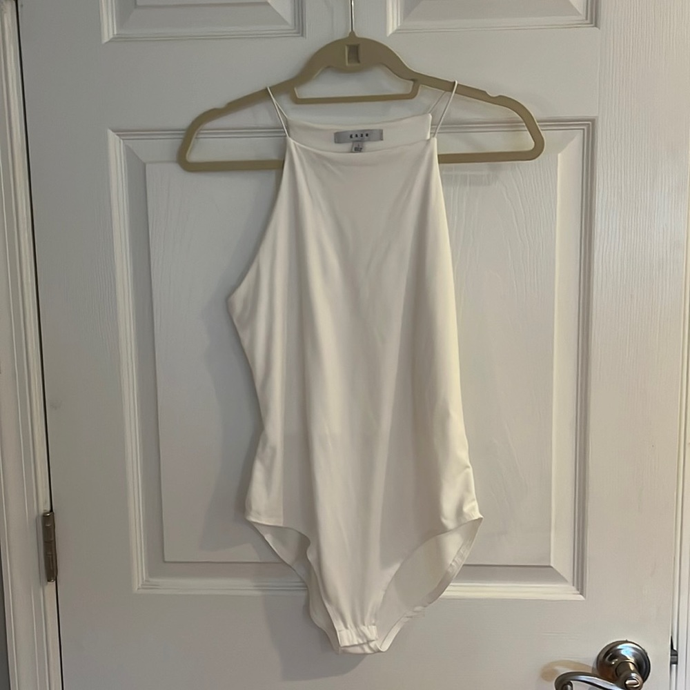 High neck white bodysuit